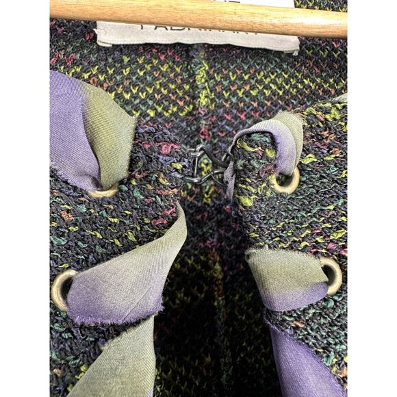 Steve Fabrikant Vintage Green Multi Knit Ribbon Long Sleeve Cardigan Sweater XL - Picture 6 of 9